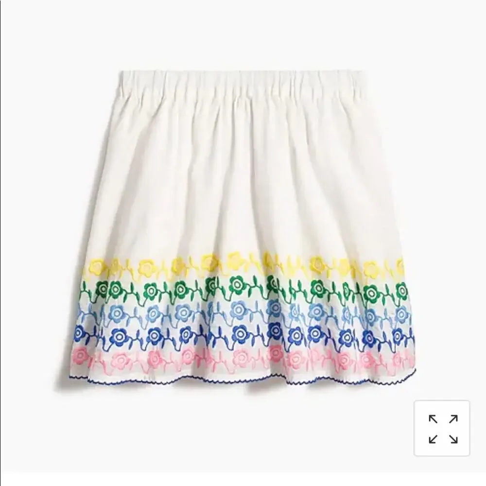 NWT J. Crew Factory Size 4-5 XS White Embroidered Hem Skirt